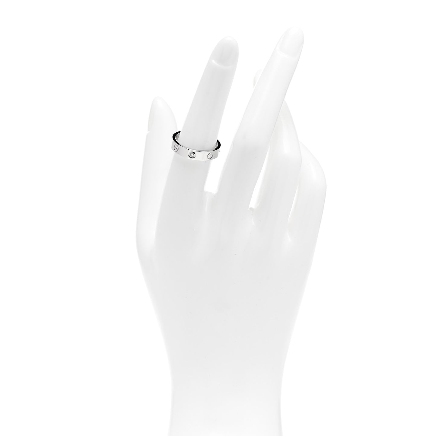 18K White Gold Diamond 4mm LOVE Wedding Band Ring 53 6.5