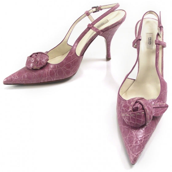 Prada Crocodile Rosette Pumps 37.5 1 of 8