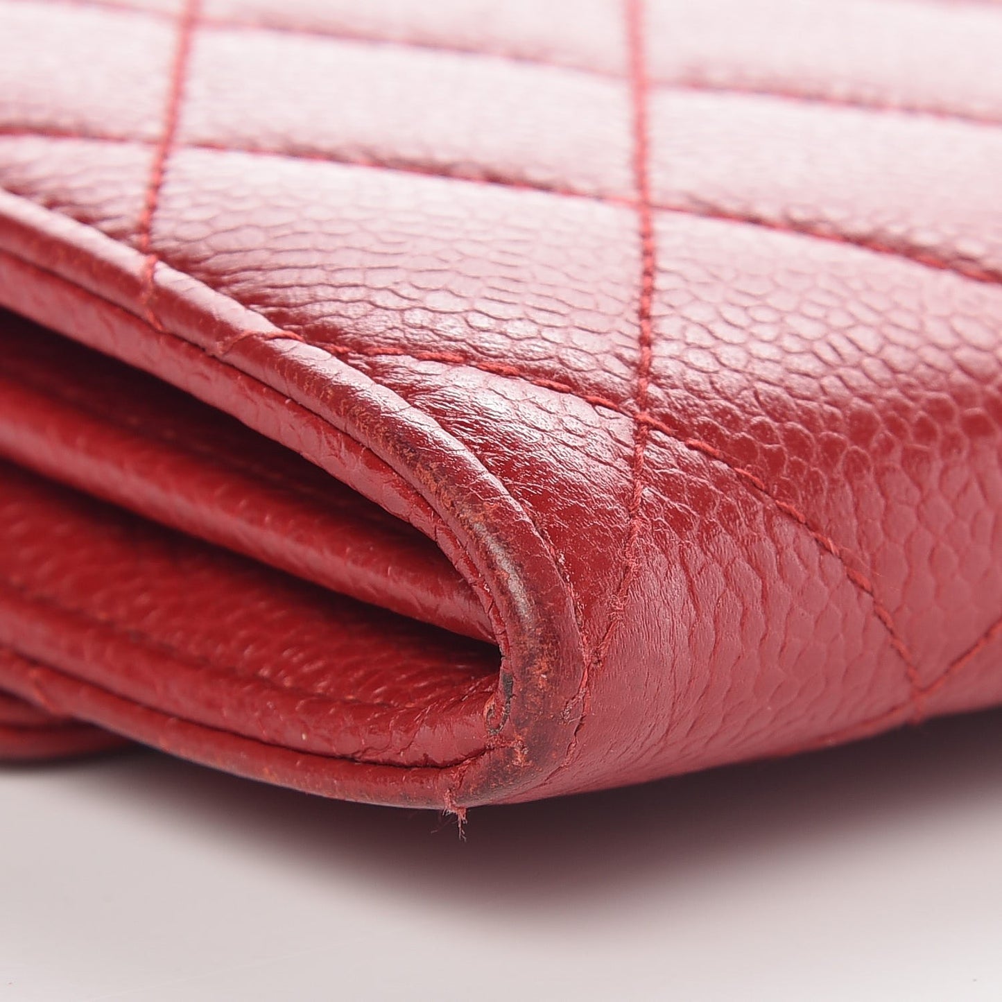 Caviar Quilted Large Gusset Flap Wallet Red