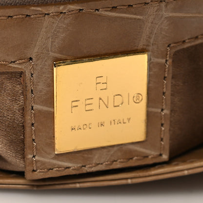 Fendi Crocodile Crystal Lizard Baguette Beige 6 of 11