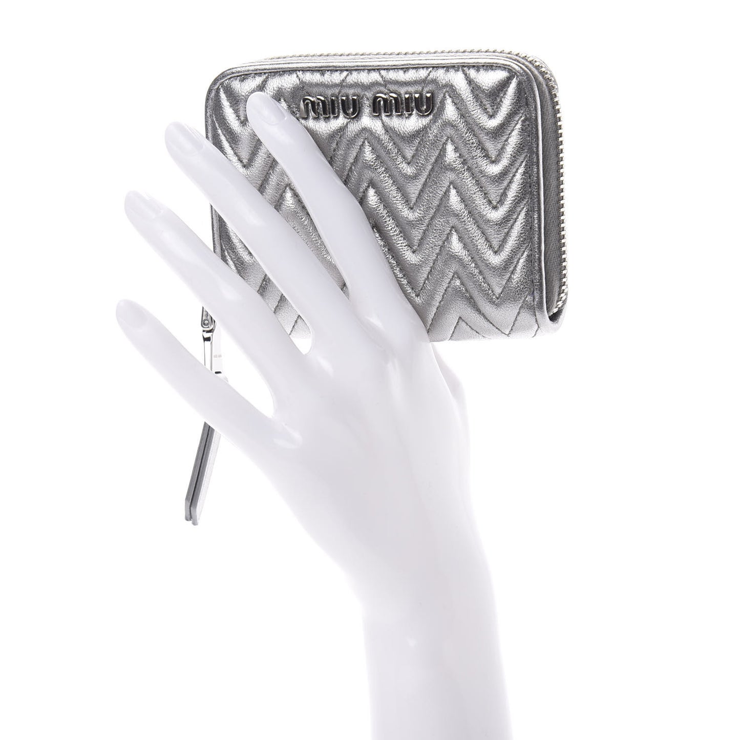 Metallic Nappa Impunture Zip Around Compact Wallet Chromo
