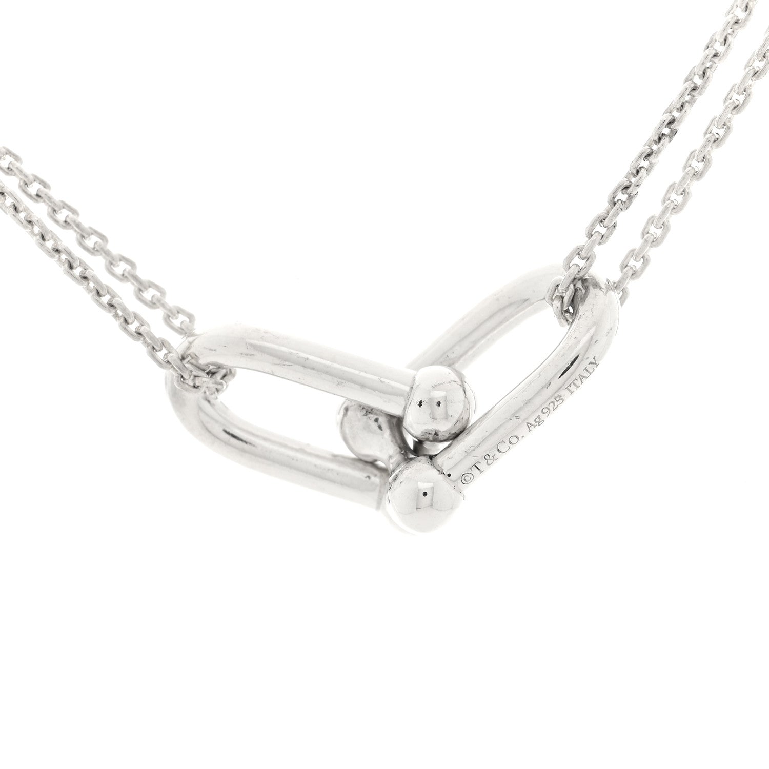 Tiffany Sterling Silver Double HardWear Link Pendant Necklace 5 of 5