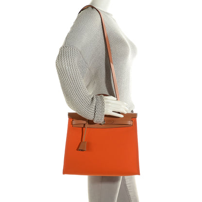 Hermes Vache Hunter Toile Herbag Zip 31 PM Orange 2 of 15