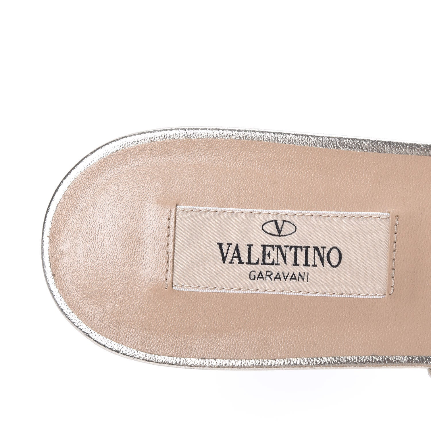 Valentino Garavani Metallic Nappa Rockstud Ankle Wrap Flat Thong Sandals 40 Silver 6 of 8