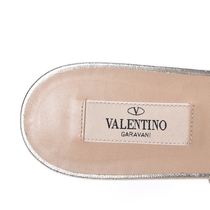 Valentino Garavani Metallic Nappa Rockstud Ankle Wrap Flat Thong Sandals 40 Silver 6 of 8