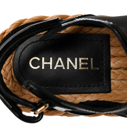 Chanel Mesh Patent Calfskin Velcro Dad Sandals 38.5 Black 8 of 12