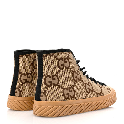 Gucci Monogram Jumbo GG New Lace Papin Mens Tortuga High Top Sneakers 8.5 Ebony Black 5 of 10