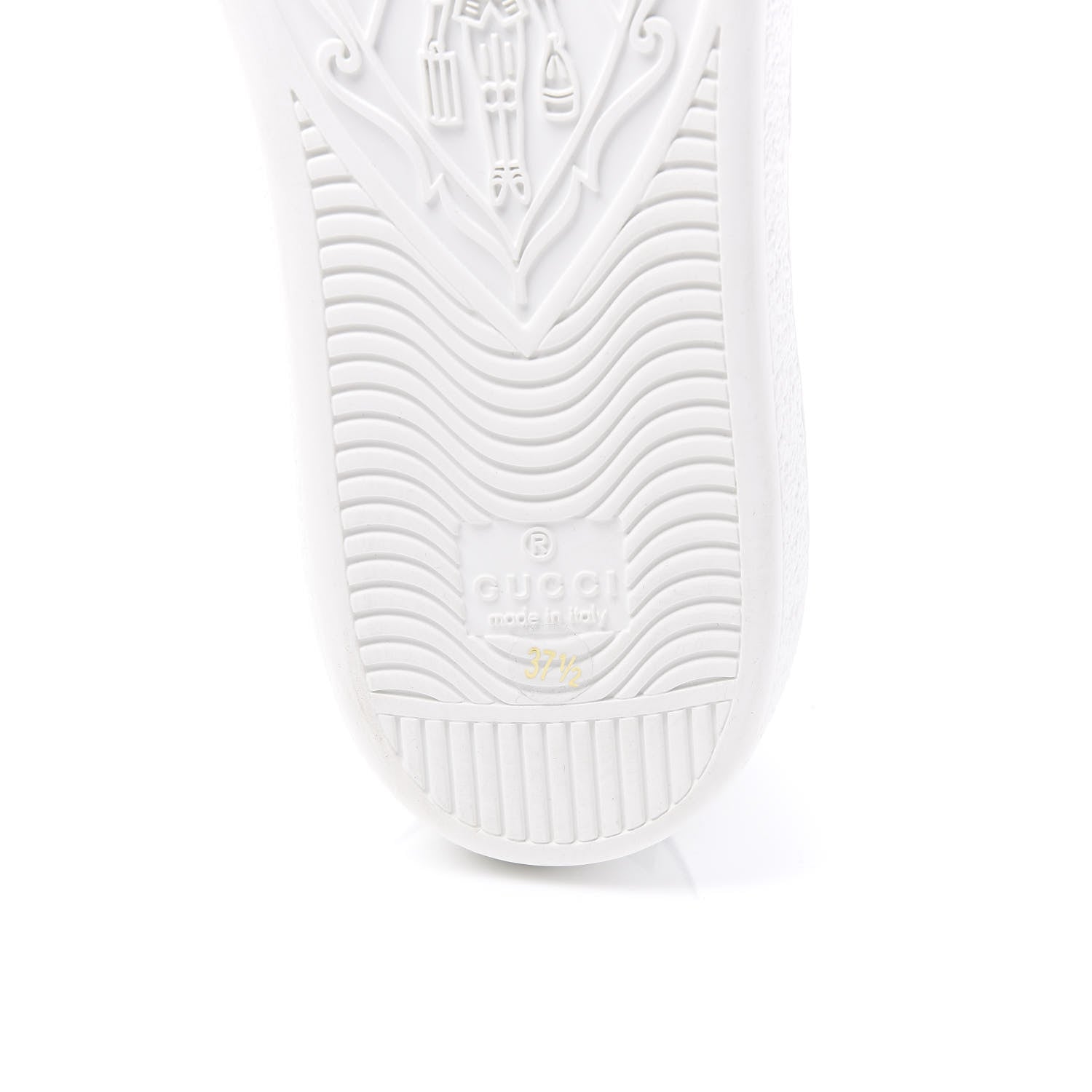 Gucci Calfskin Web Pig Kitten Embroidered Womens Ace Sneakers 37.5 White 6 of 8