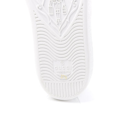 Gucci Calfskin Web Pig Kitten Embroidered Womens Ace Sneakers 37.5 White 6 of 8