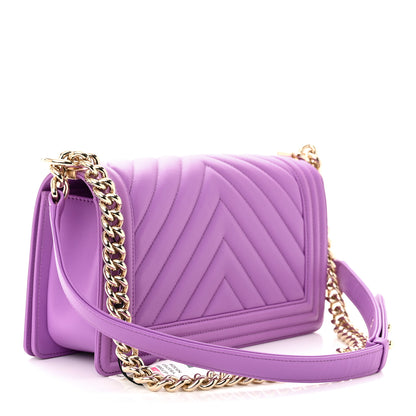 Chanel Lambskin Chevron Quilted Medium Boy Flap Purple 3 of 11