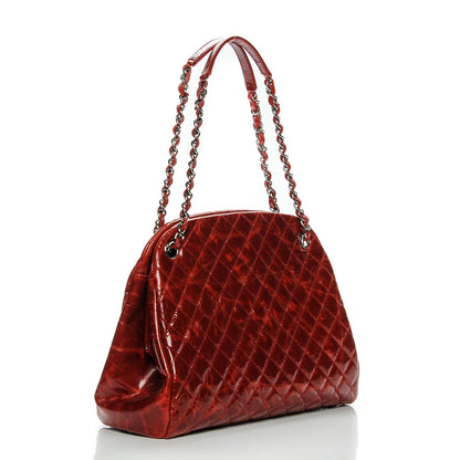 Chanel Glazed Calfskin Large Just Mademoiselle Bowling Bag Dark Red 3 of 7