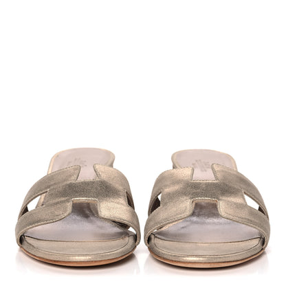 Hermes Metallic Nappa Oasis Sandals 39 Gold 2 of 10