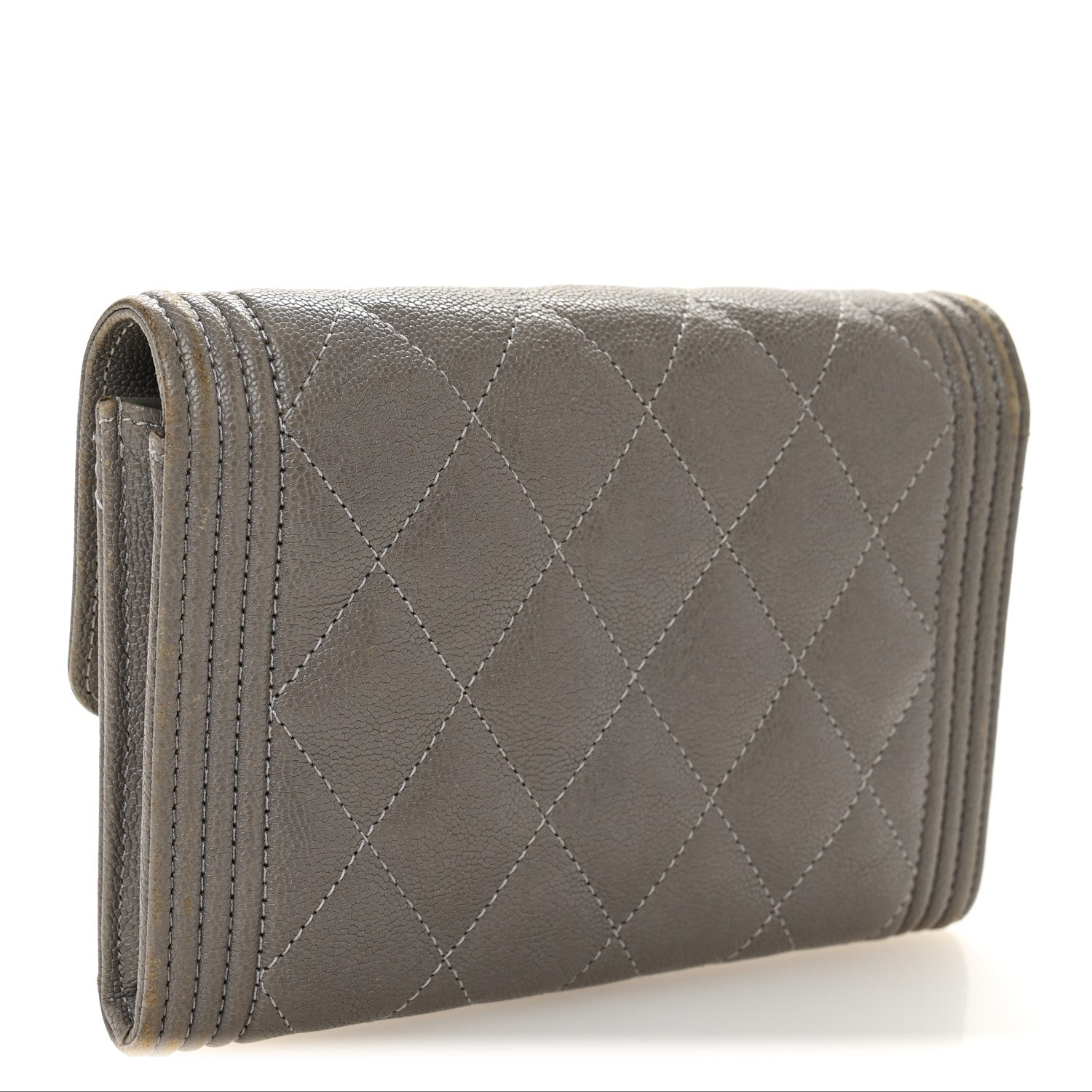 Chanel Caviar Quilted Medium Boy Flap Wallet Grey 3 of 11