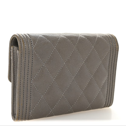 Chanel Caviar Quilted Medium Boy Flap Wallet Grey 3 of 11