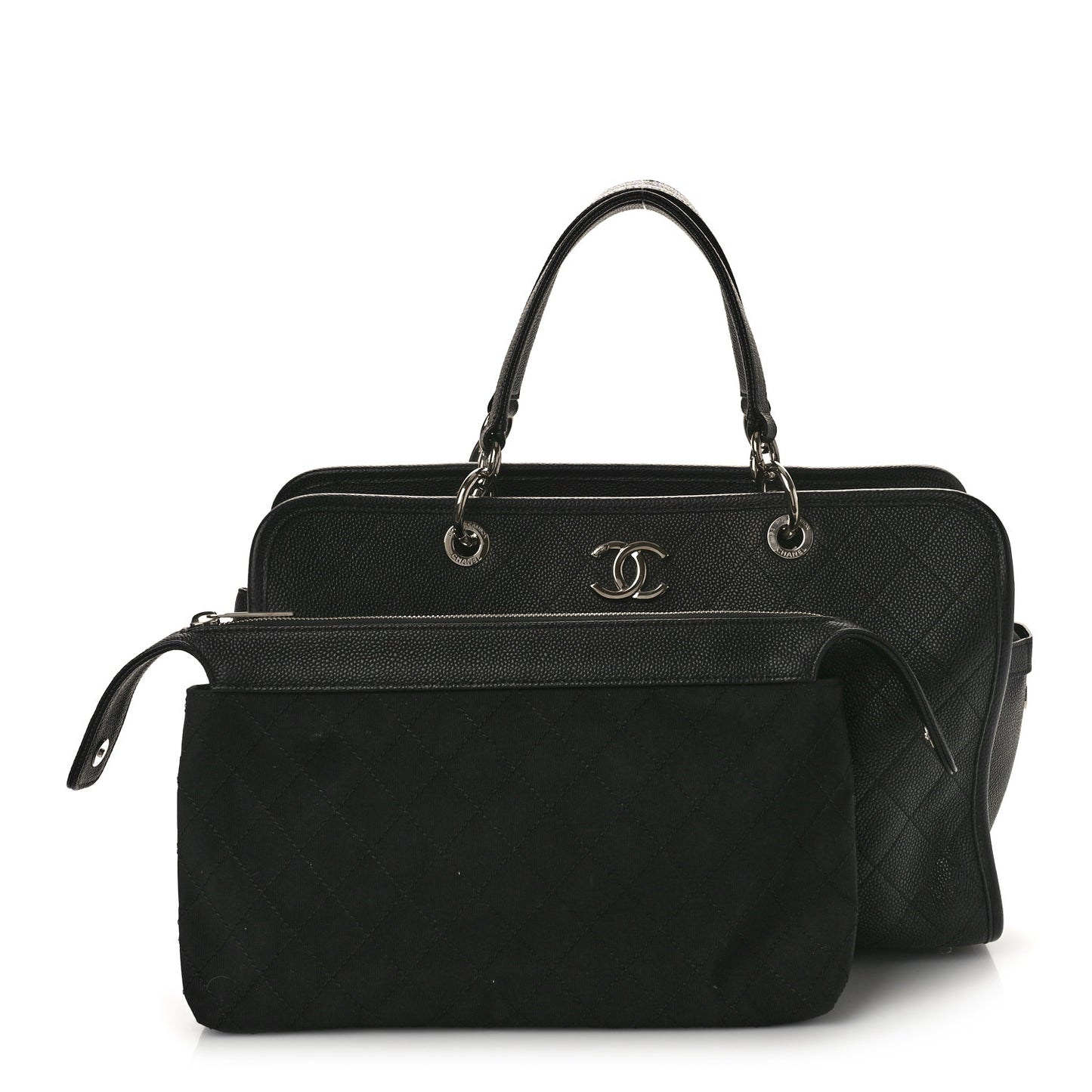 Caviar Stitched Shopping Tote Black