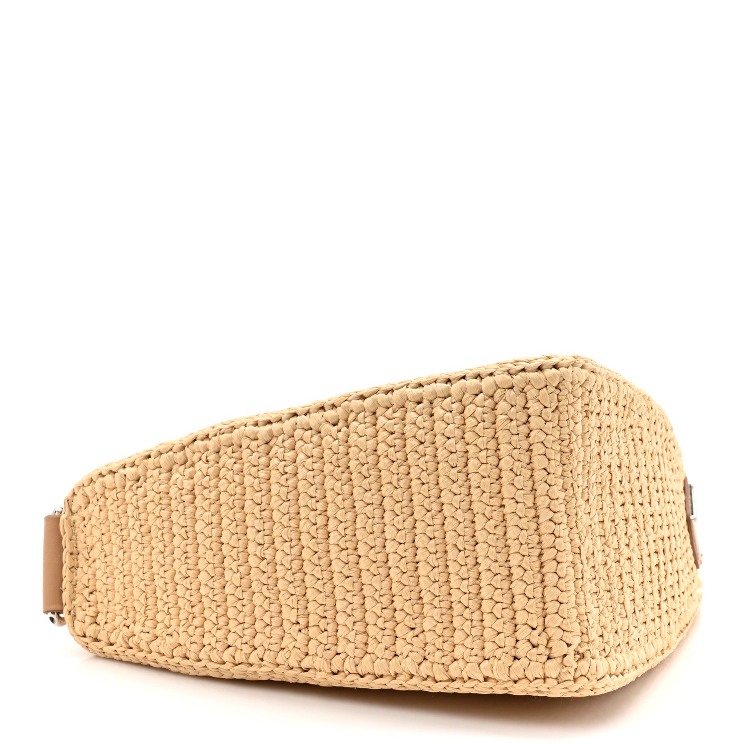 Prada Yarn Raffia Effect Crochet Triangle Shoulder Bag Naturale 4 of 9