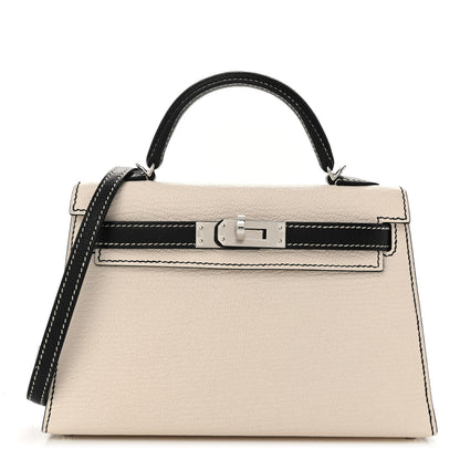 Hermes Chevre Mysore Horseshoe Mini Kelly Sellier 20 Nata Black 1 of 13