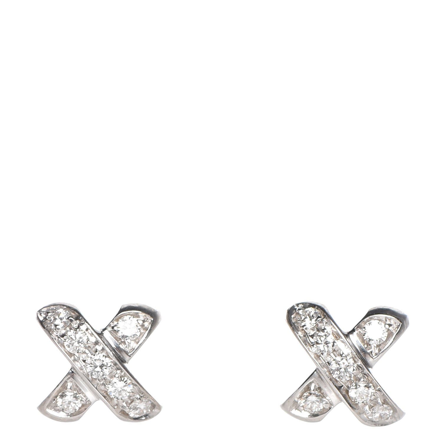 Tiffany 18K White Gold Diamond Paloma Picasso X Kiss Earrings 1 of 9