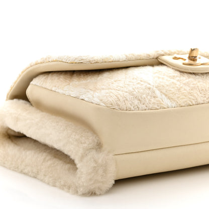 Chanel Tweed Shearling Lambskin Quilted Single Flap Muff White 10 of 11