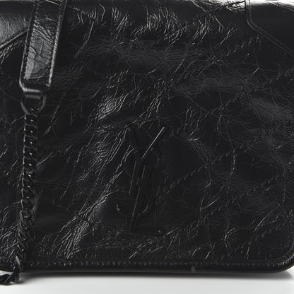 Saint Laurent Crinkled Calfskin Matelasse Monogram Niki Chain Wallet Black 9 of 9