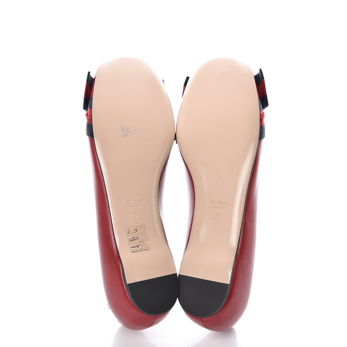 Calfskin Web Bow Ballerina Flats 37 Red