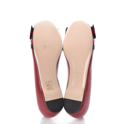 Gucci Calfskin Web Bow Ballerina Flats 37 Red 5 of 9