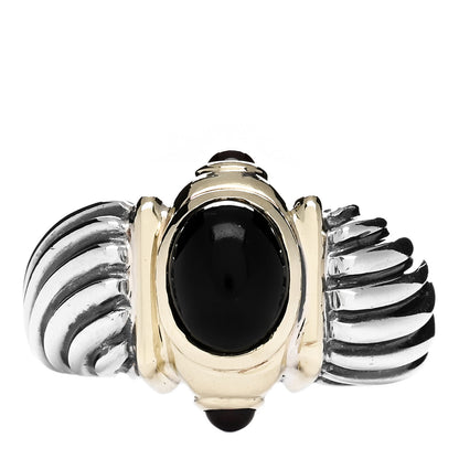 David Yurman Sterling Silver 14K Yellow Gold Rubellite Black Onyx Renaissance Ring 54 6.75 1 of 3