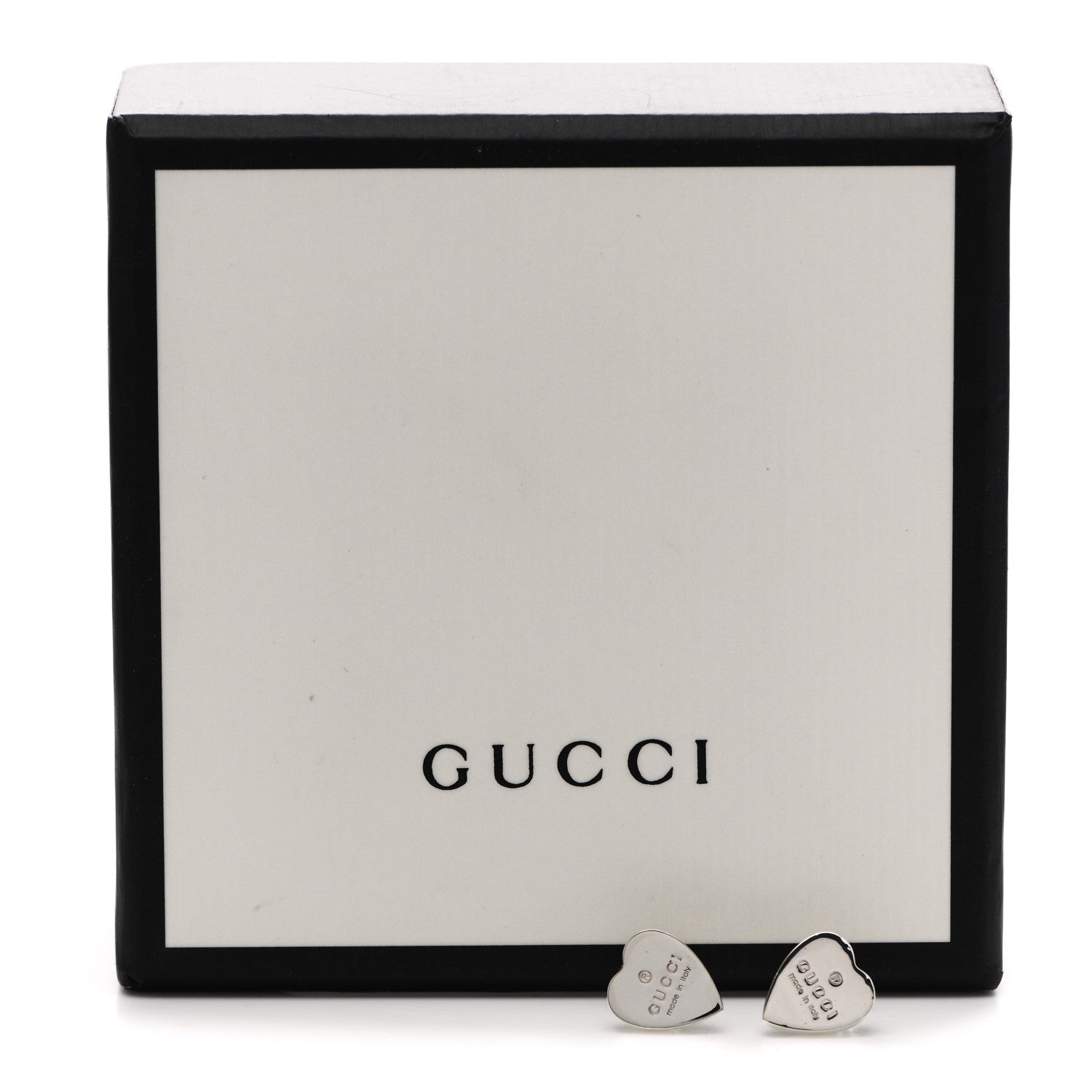 Gucci Sterling Silver Trademark Heart Stud Earrings 5 of 5