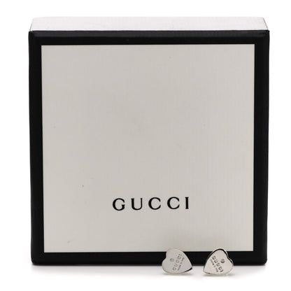 Gucci Sterling Silver Trademark Heart Stud Earrings 5 of 5