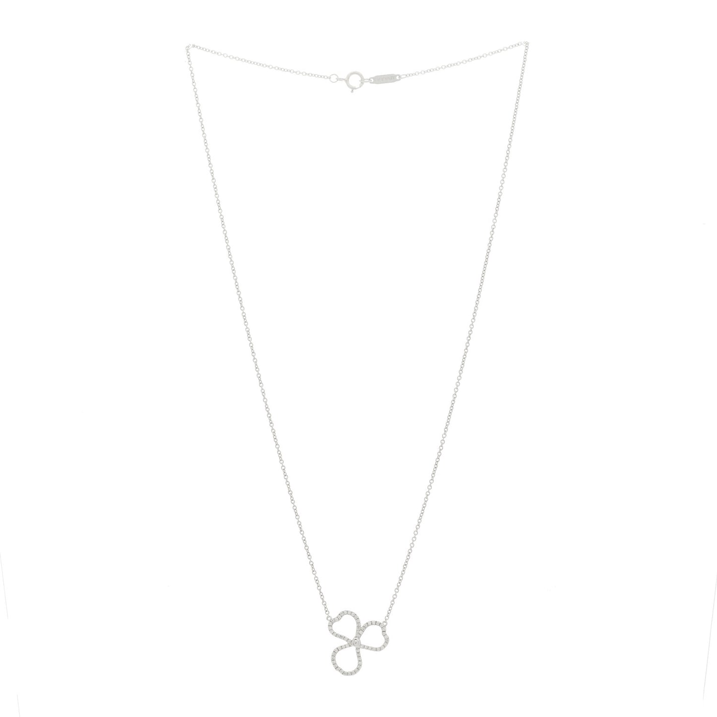 Platinum Diamond Small Paper Flowers Pendant Necklace