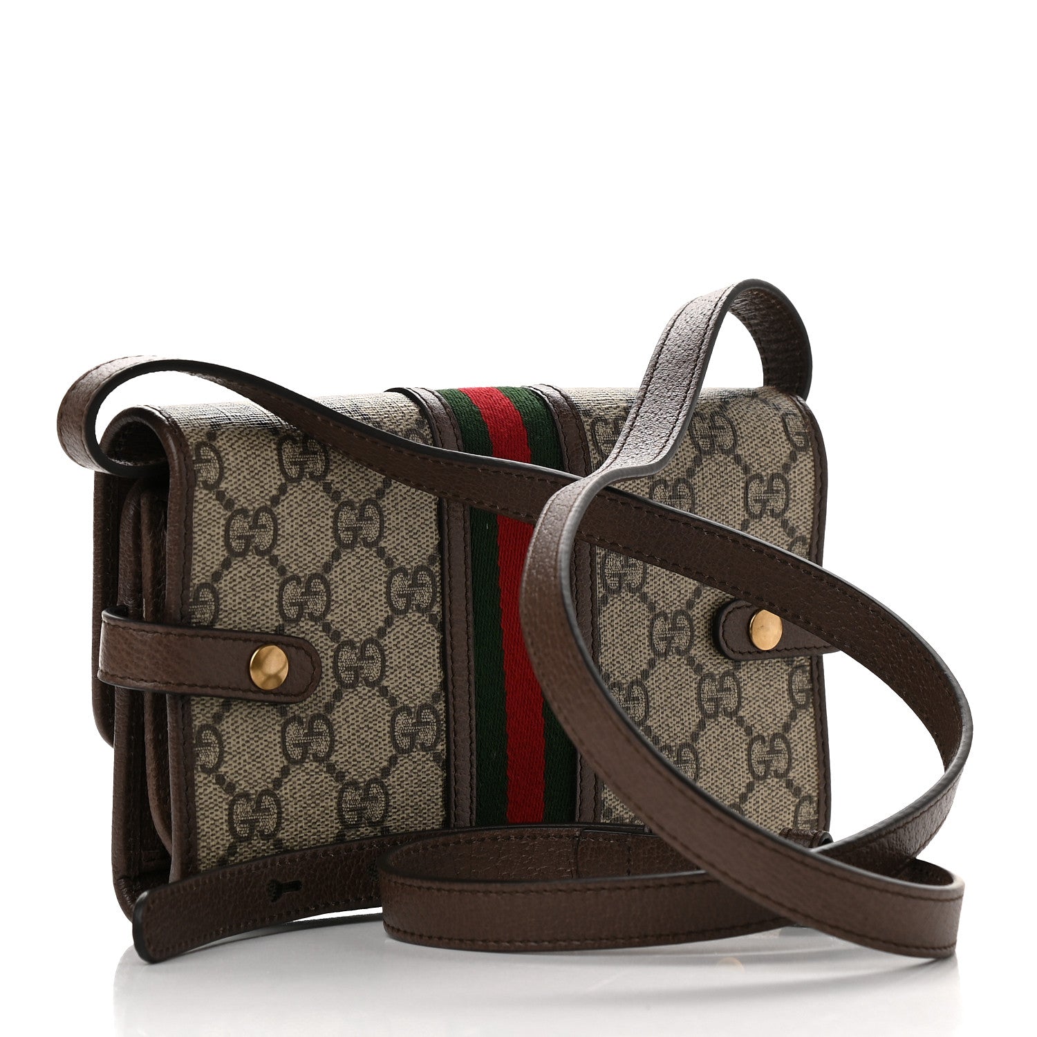 Gucci GG Supreme Monogram Web Ophidia Crossbody Wallet Beige New Acero 3 of 9