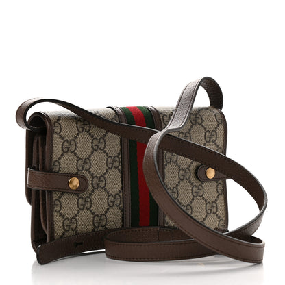 Gucci GG Supreme Monogram Web Ophidia Crossbody Wallet Beige New Acero 3 of 9