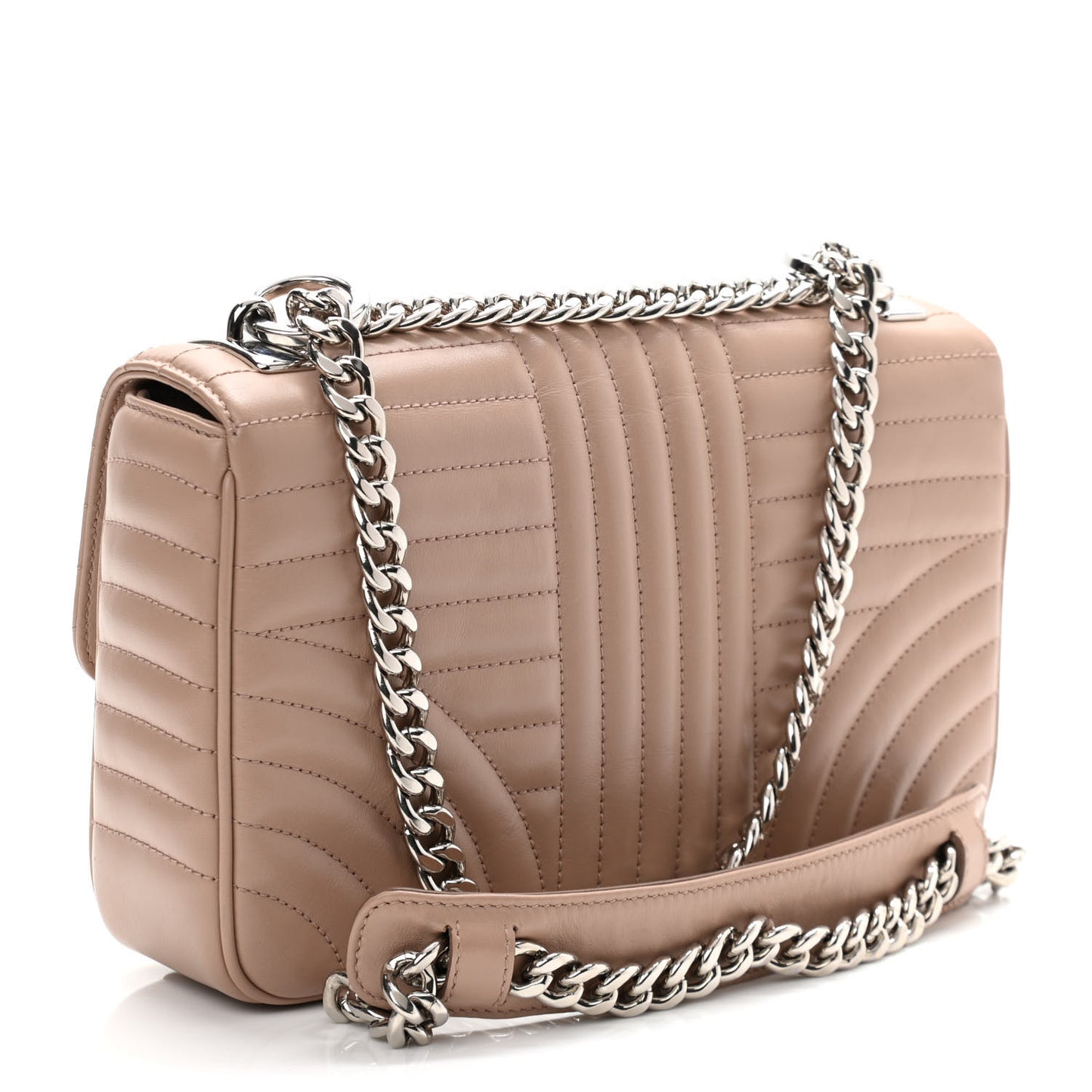 Soft Calfskin Impunture Diagramme Medium Chain Flap Shoulder Bag Cipria