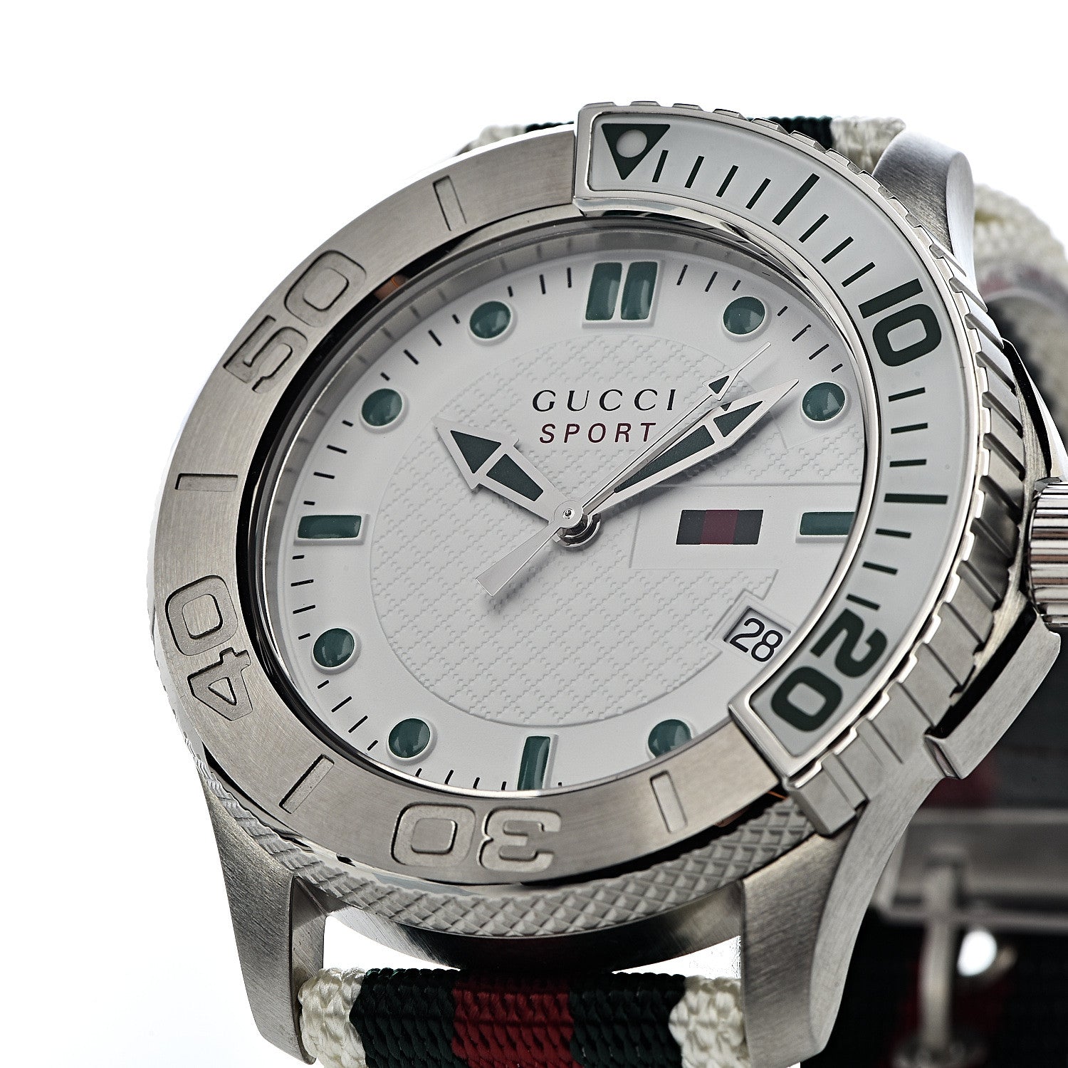 Gucci Stainless Steel Nylon 44mm Sport Quartz Watch White 10 of 11
