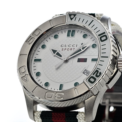 Gucci Stainless Steel Nylon 44mm Sport Quartz Watch White 10 of 11