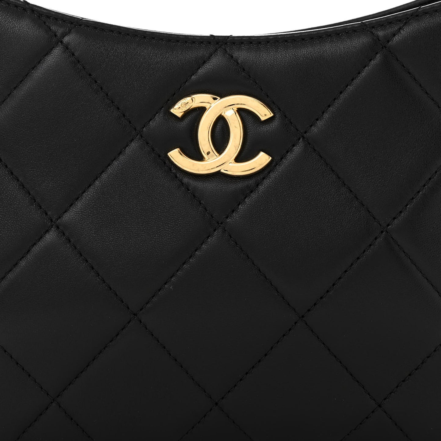 Lambskin Quilted Small CC Links Hobo Black