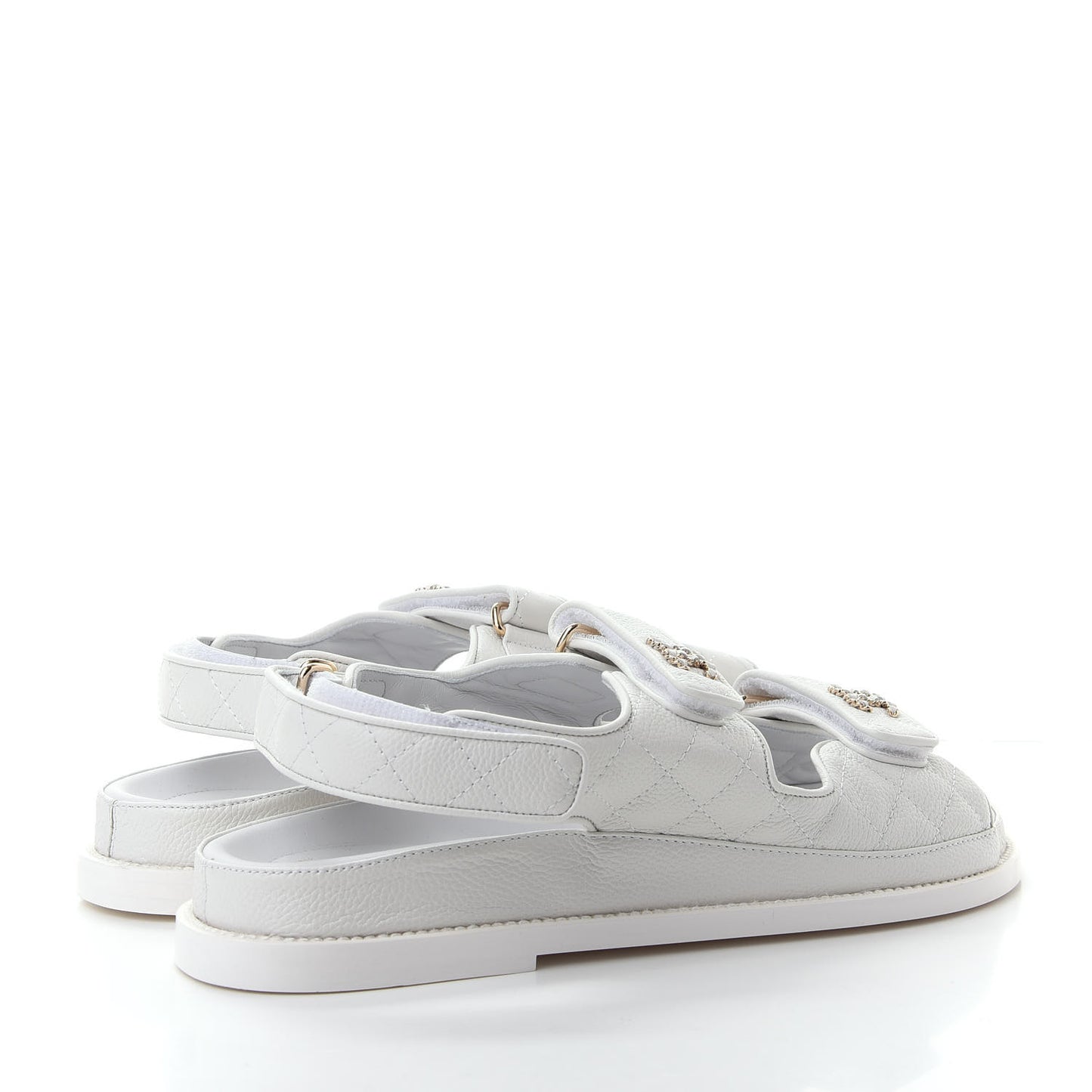Grained Calfskin Velcro Dad Sandals 39.5 White