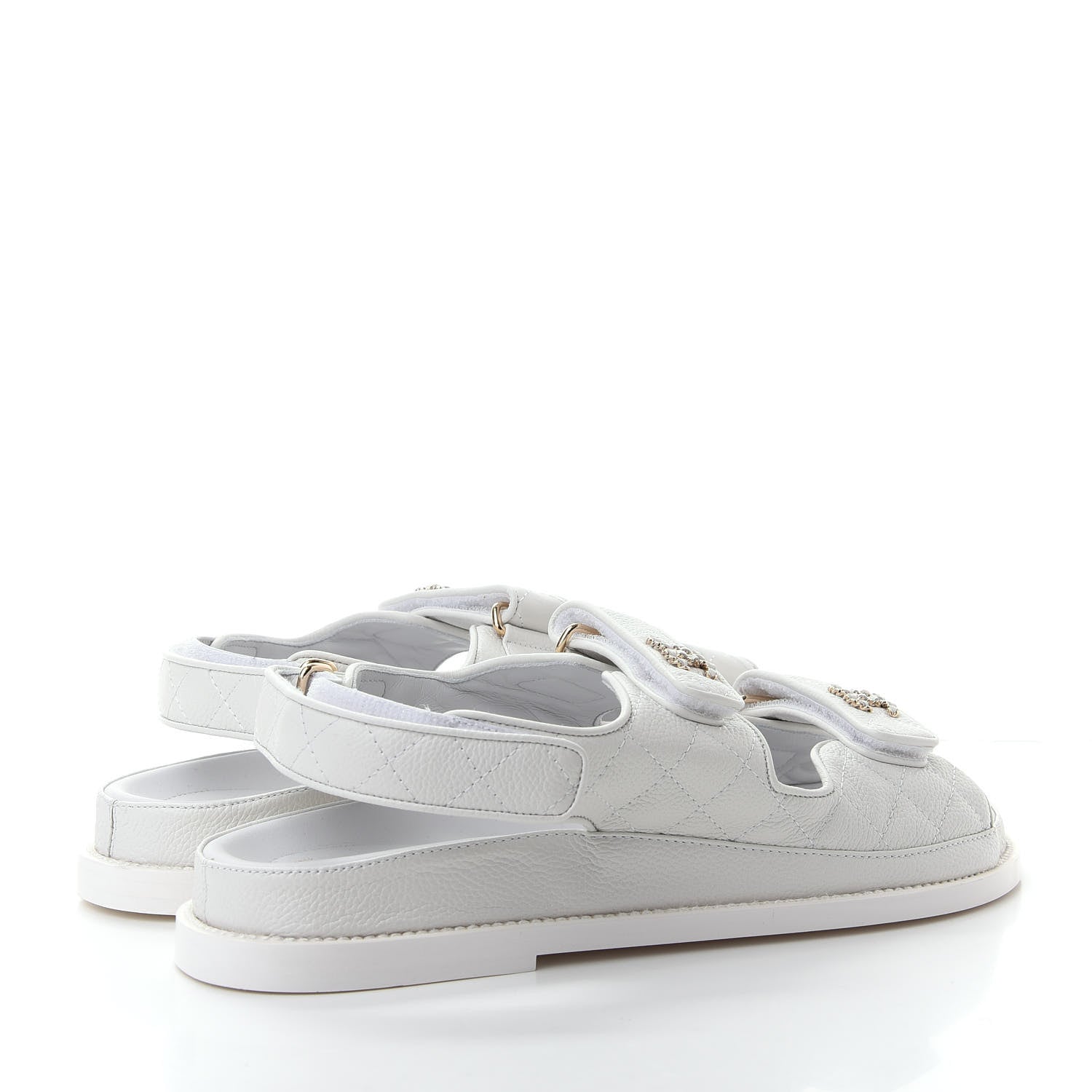 Chanel Grained Calfskin Velcro Dad Sandals 39.5 White 4 of 11