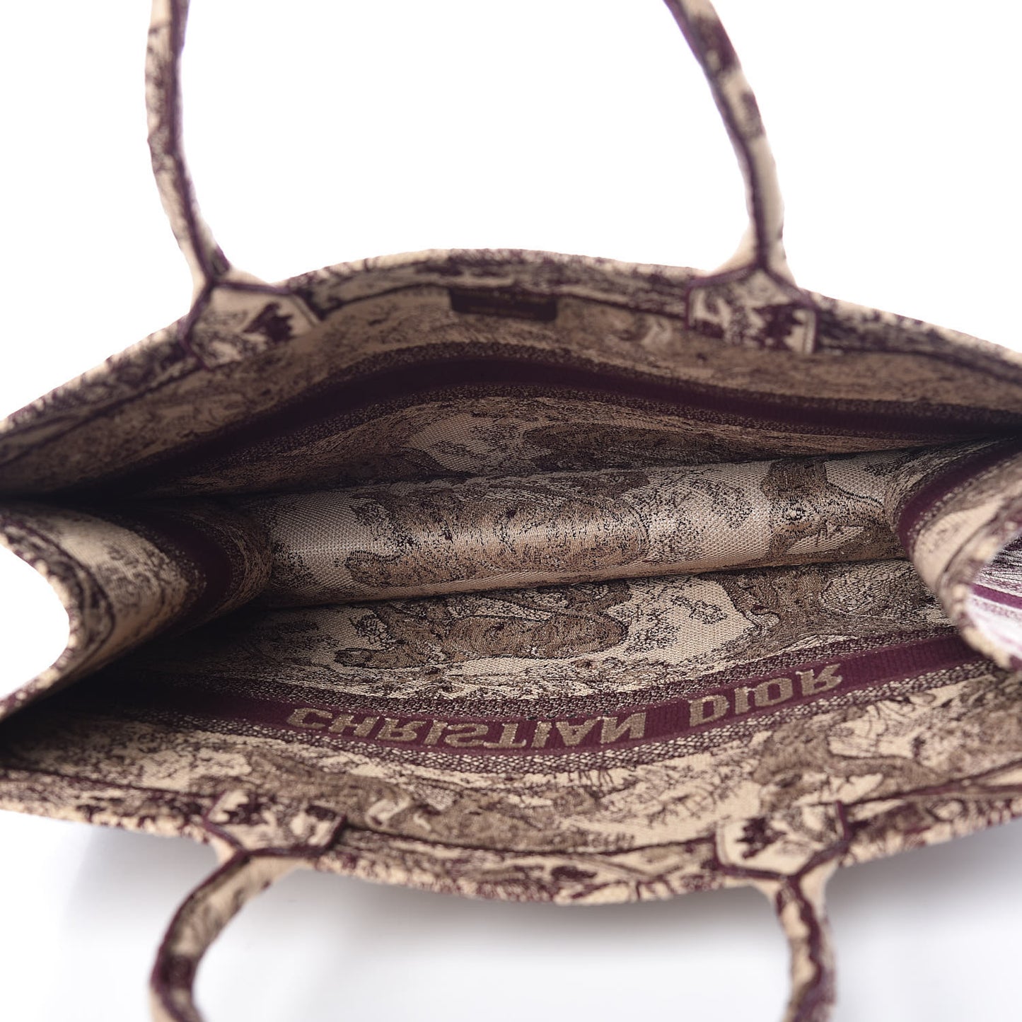 Canvas Embroidered Large Dioriviera Toile De Jouy Book Tote Burgundy