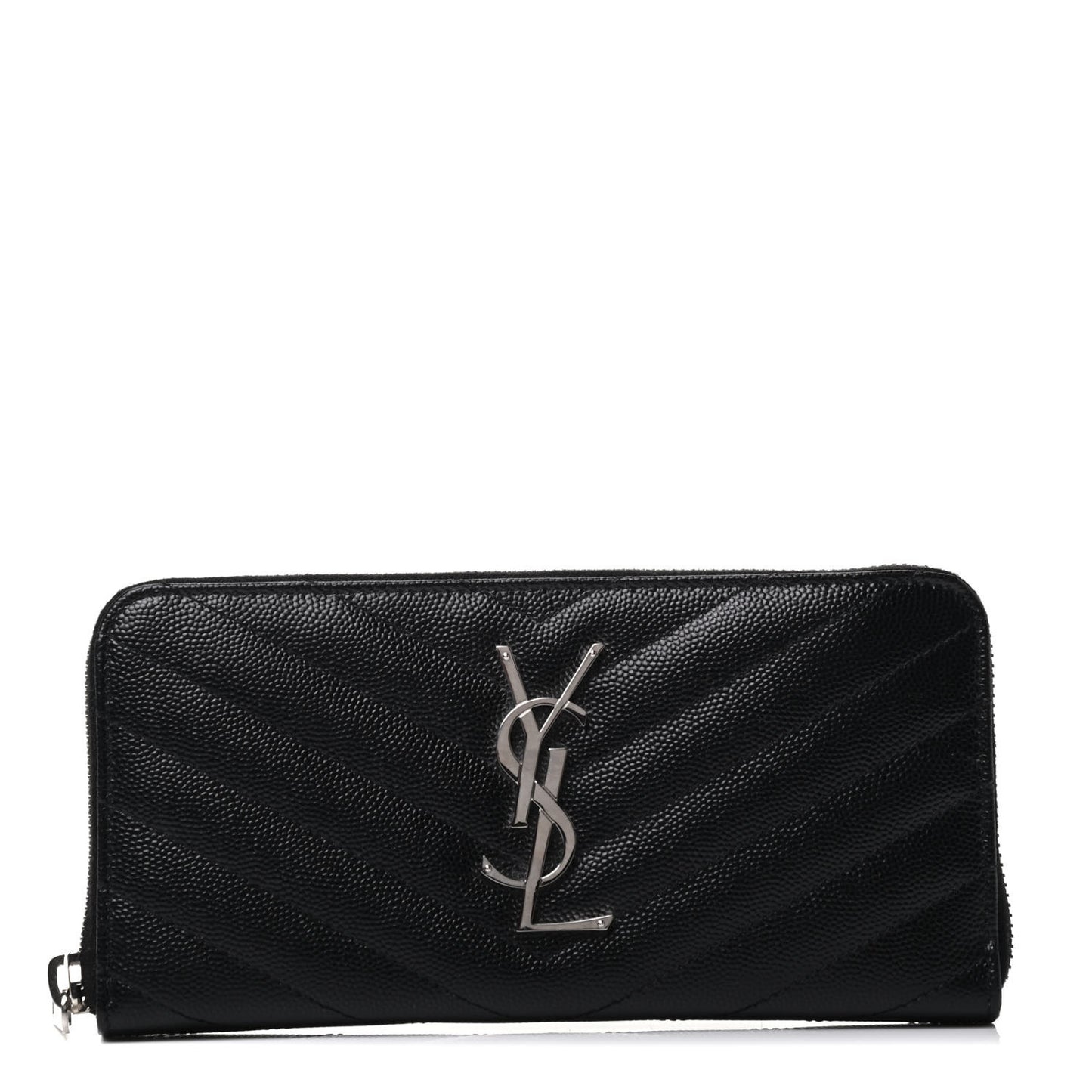 Grain De Poudre Matelasse Chevron Monogram Zip Around Wallet Black