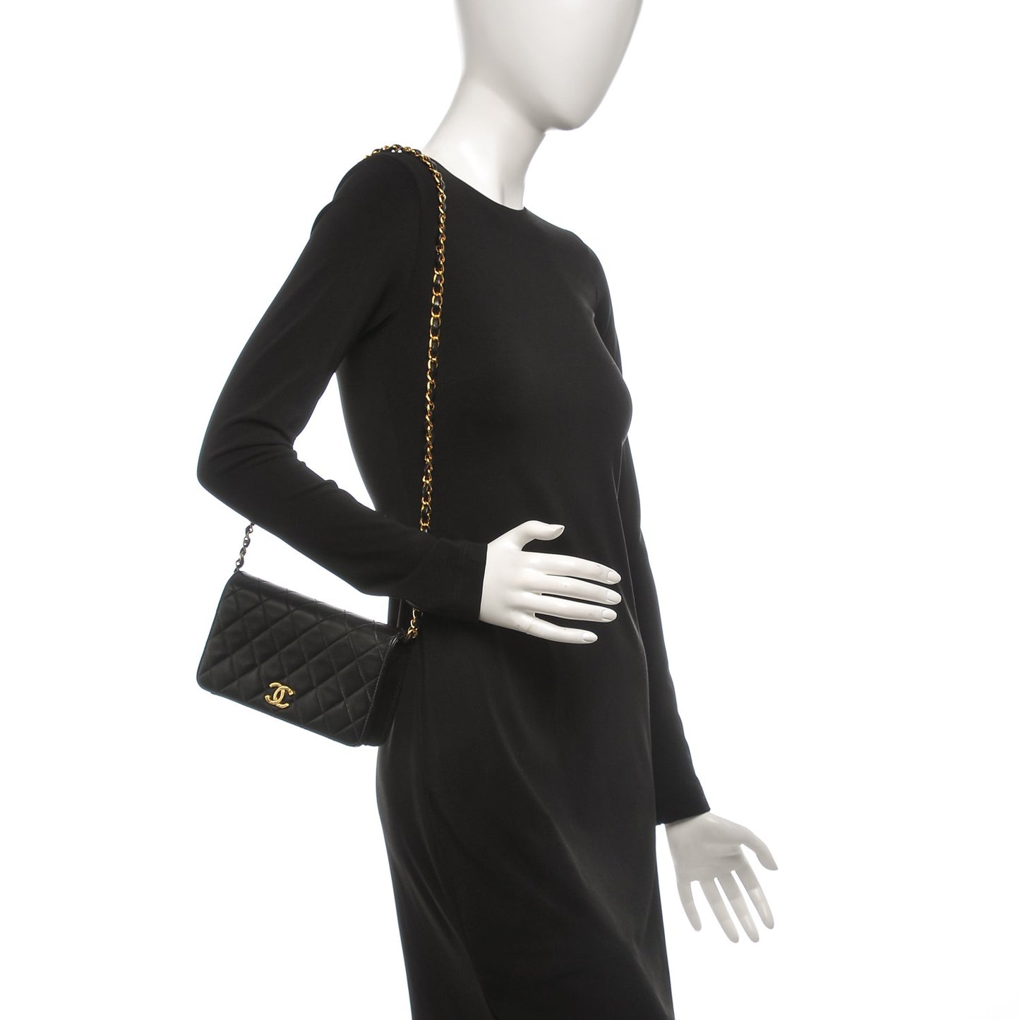 Lambskin Quilted Small Evening Flap Black