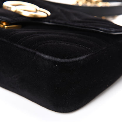 Gucci Velvet Matelasse Mini GG Marmont Shoulder Bag Black 9 of 22
