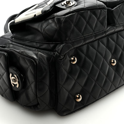 Chanel Calfskin Quilted Large Cambon Multipocket Reporter Black White 8 of 10