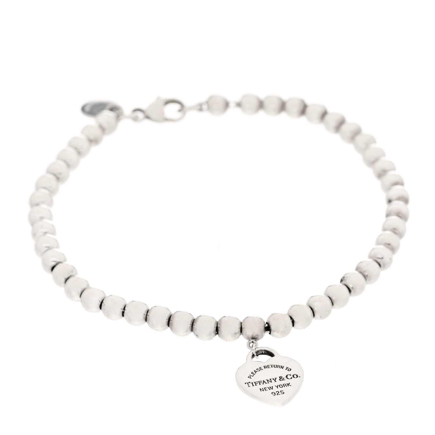 Tiffany Sterling Silver 4mm Return to Tiffany Heart Tag Bead Bracelet 1 of 6