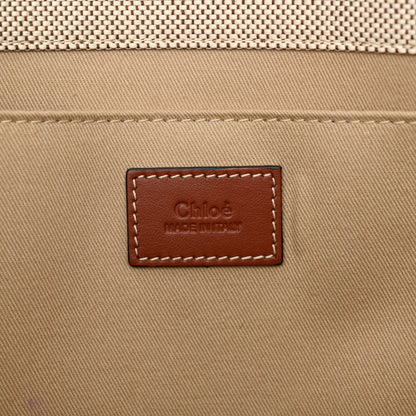 Chloe Cotton Calfskin Large Woody Ribbon Tote White Brown 6 of 12