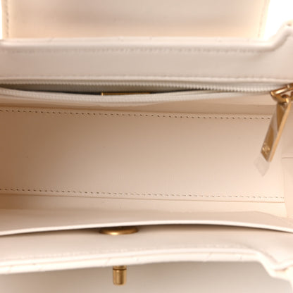 Chanel Shiny Aged Calfskin Quilted Nano Kelly Shopper White 5 of 10
