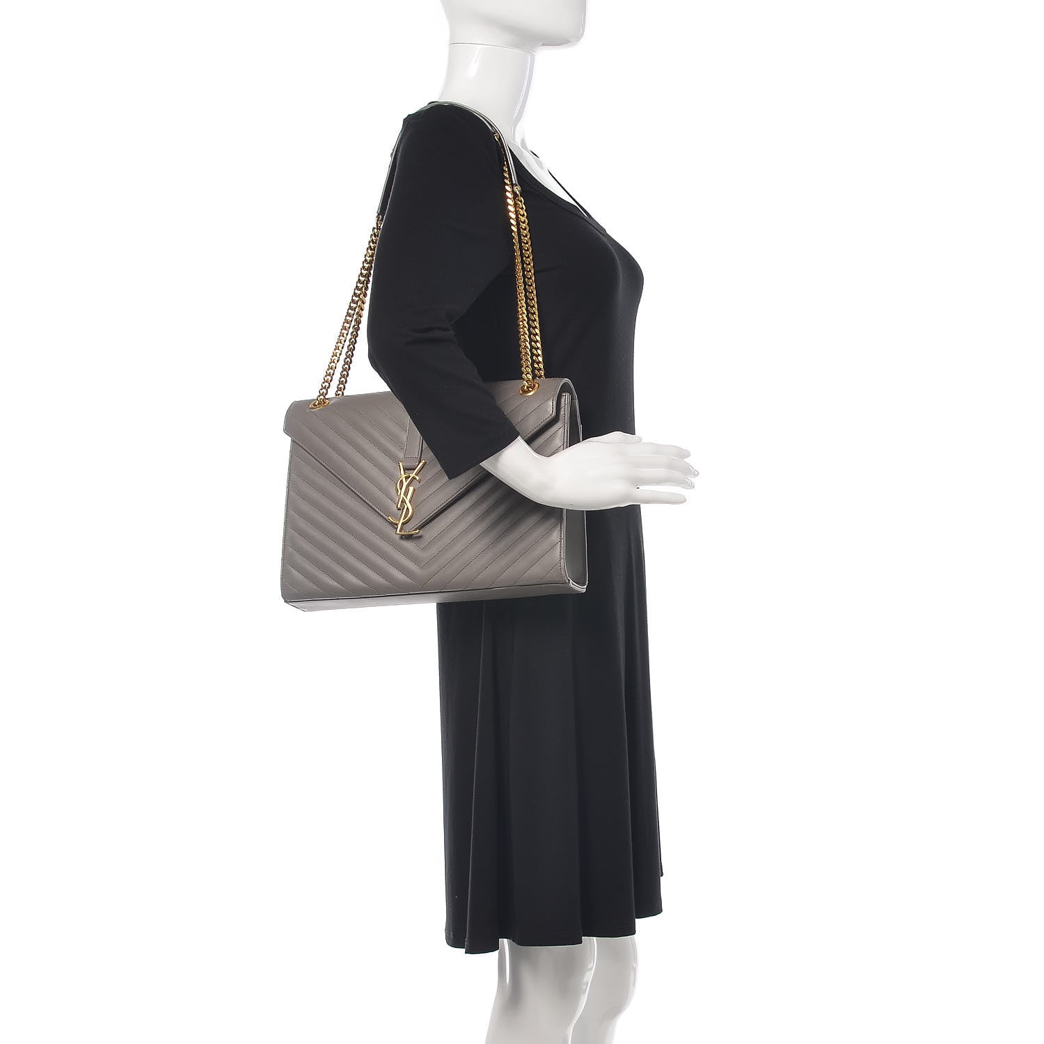 Saint Laurent Smooth Calfskin Matelasse Large Monogram Satchel Fog 2 of 15