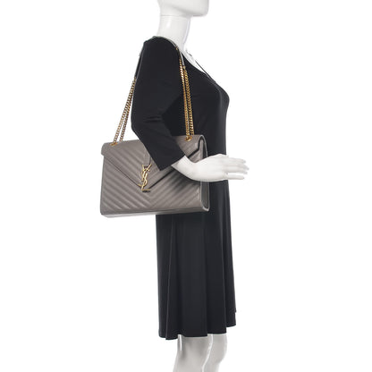 Saint Laurent Smooth Calfskin Matelasse Large Monogram Satchel Fog 2 of 15