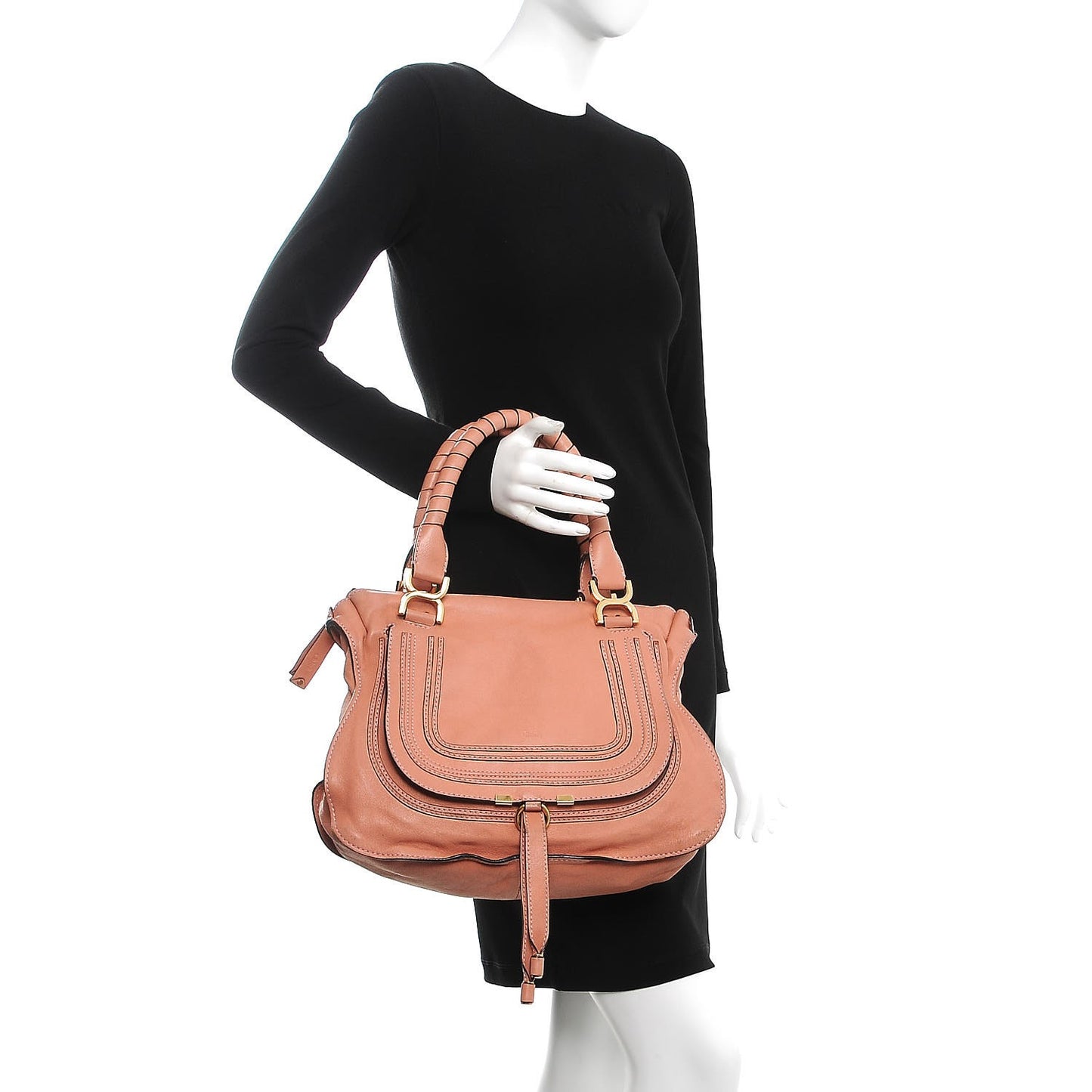 Calfskin Large Marcie Satchel Pink