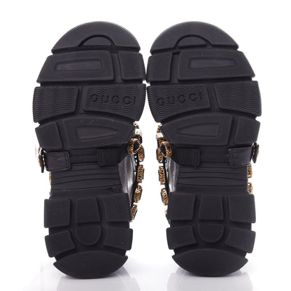 Gucci X SEGA Metallic Calfskin Mesh Removable Crystals Womens Flashtrek Sneakers 35.5 Silver Black 6 of 10
